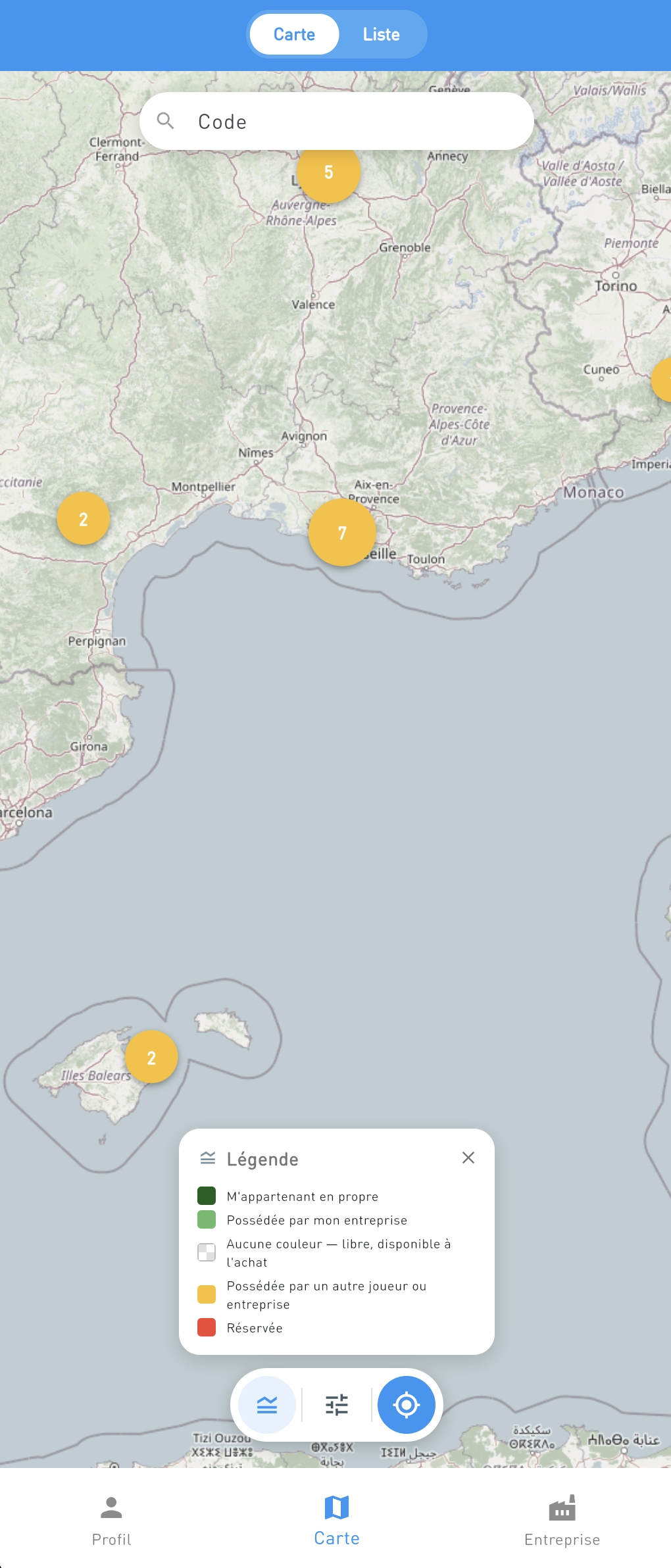 Nouvelle légende sur la carte des terrains Investycoon